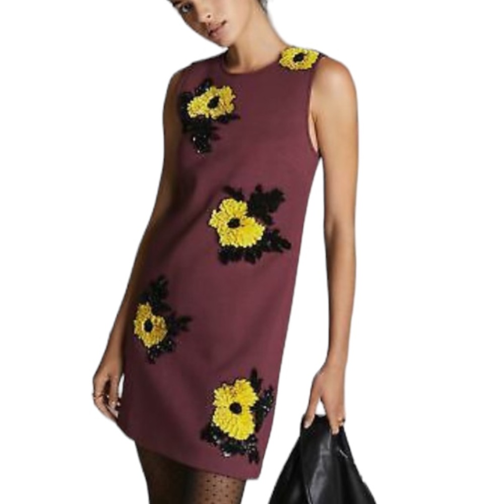 Anthropologie Dhruv Kapoor Sequin Floral Shift Dress Size Small